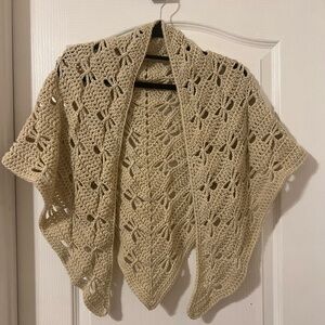 Beige Crochet Openwork Women’s Sweater Shawl